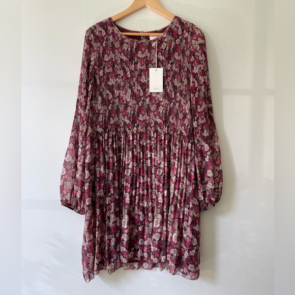 Wilfred Aritzia Floral Dress Long Sleeve Fall Autumn Pleated Relaxed Size XXL - Picture 1 of 6
